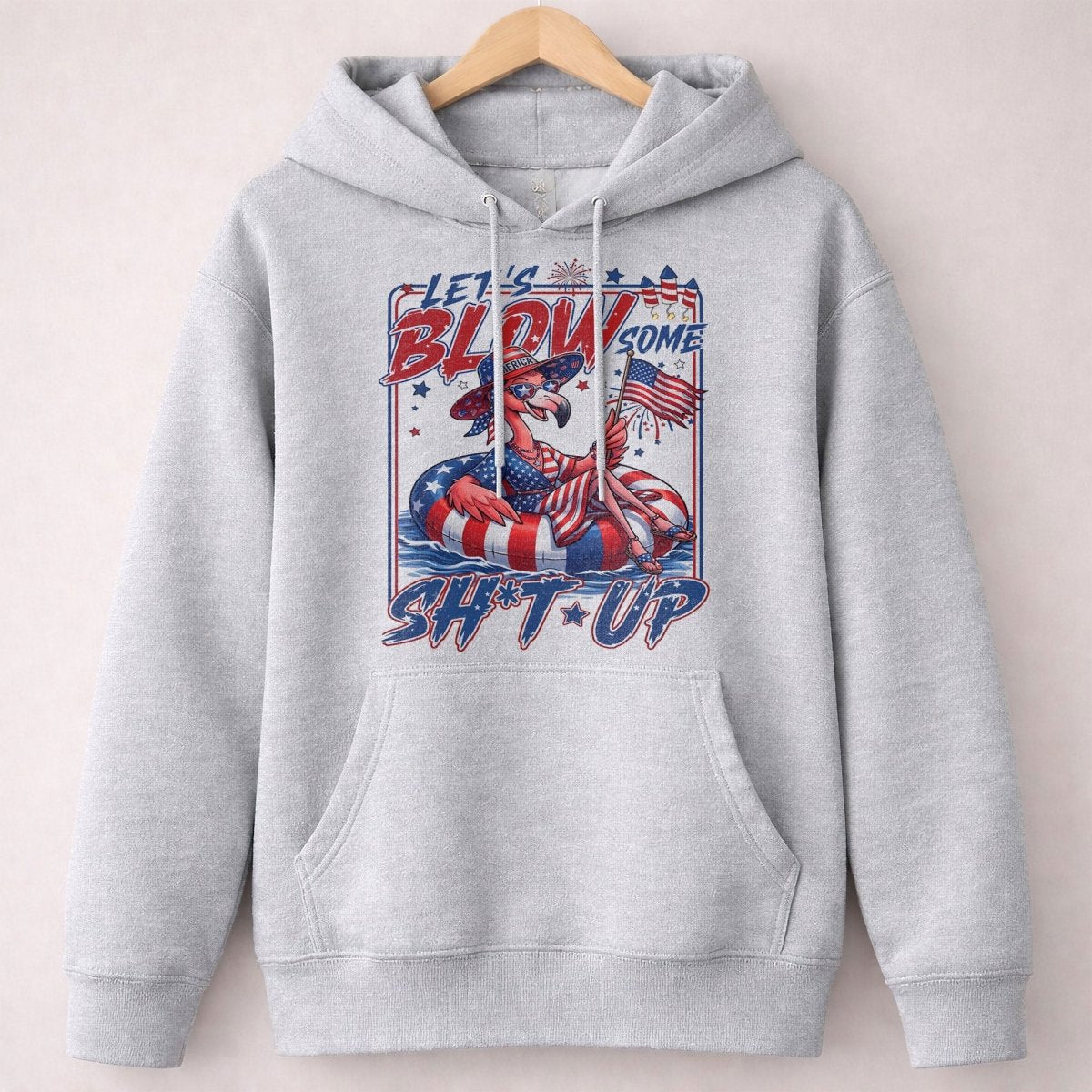 Let's Blow Some Sh*t Up Funny Patriotic Flamingo July 4th Shirt - FlamingoAholic