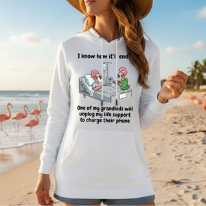 Life Support Grandkids Flamingo Funny T-Shirt - Dark Humor Sarcastic Saying Tee - FlamingoAholic