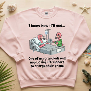 Life Support Grandkids Flamingo Funny T-Shirt - Dark Humor Sarcastic Saying Tee - FlamingoAholic