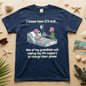 Life Support Grandkids Flamingo Funny T-Shirt - Dark Humor Sarcastic Saying Tee - FlamingoAholic