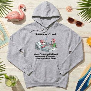 Life Support Grandkids Flamingo Funny T-Shirt - Dark Humor Sarcastic Saying Tee - FlamingoAholic