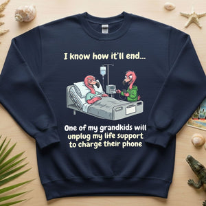 Life Support Grandkids Flamingo Funny T-Shirt - Dark Humor Sarcastic Saying Tee - FlamingoAholic