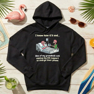 Life Support Grandkids Flamingo Funny T-Shirt - Dark Humor Sarcastic Saying Tee - FlamingoAholic