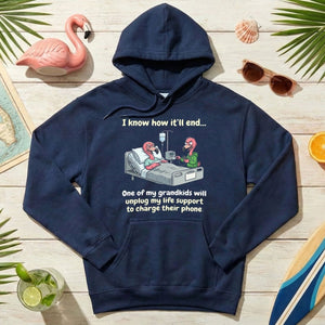 Life Support Grandkids Flamingo Funny T-Shirt - Dark Humor Sarcastic Saying Tee - FlamingoAholic