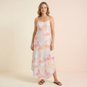 Luxurious Watercolor Flamingo Maxi Dress - Soft & Flowy Tropical Summer Essential - FlamingoAholic