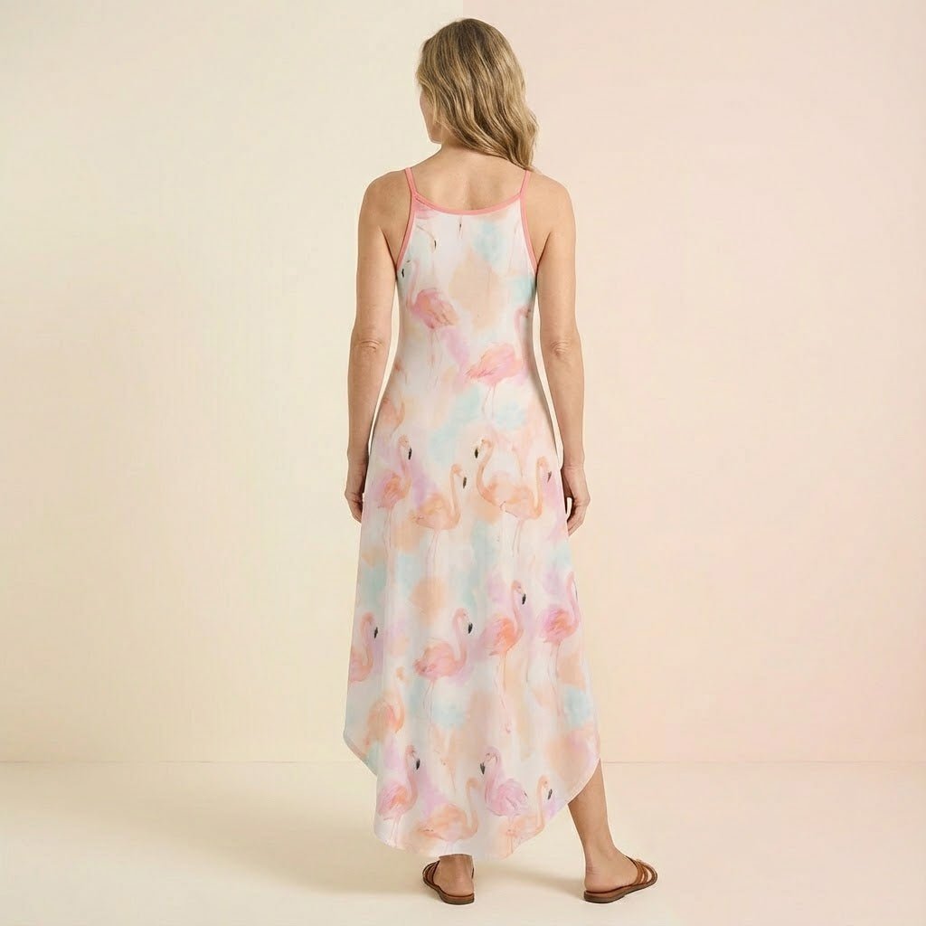 Luxurious Watercolor Flamingo Maxi Dress - Soft & Flowy Tropical Summer Essential - FlamingoAholic