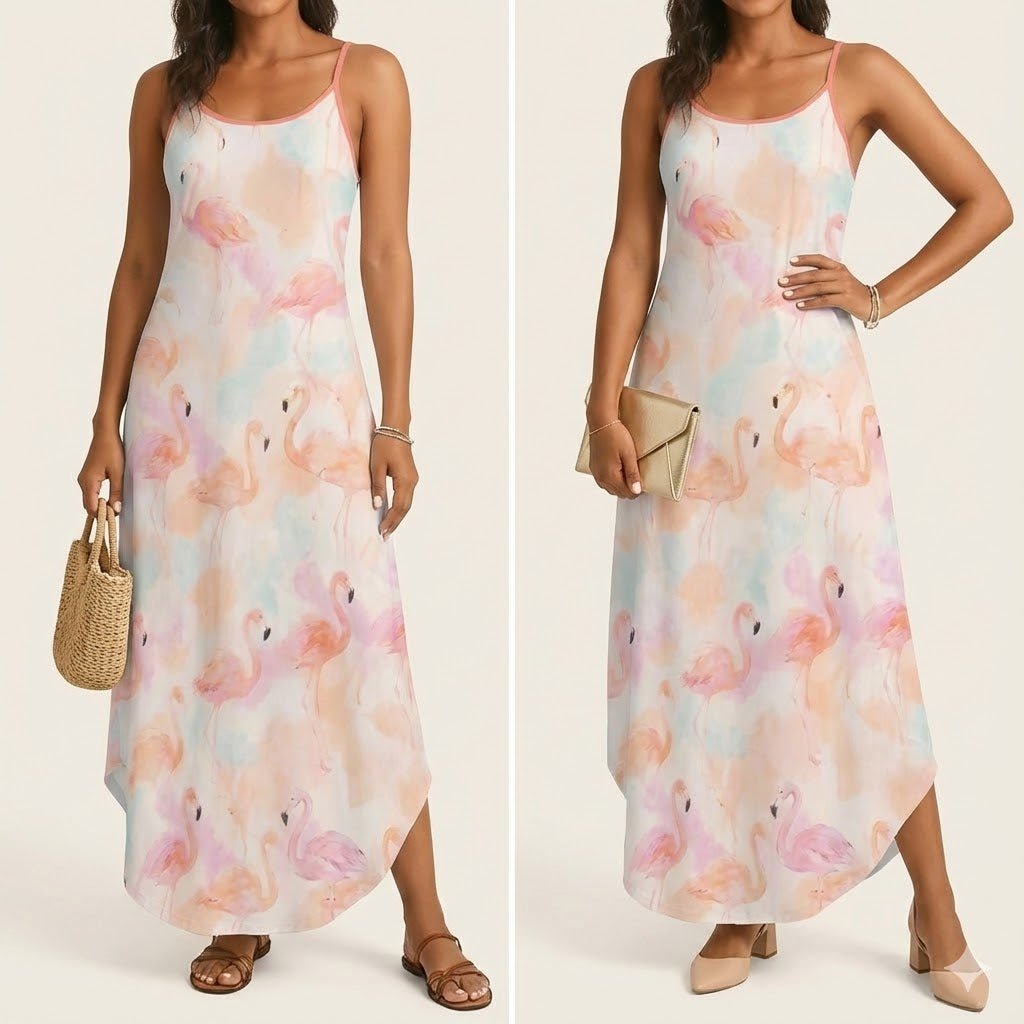 Luxurious Watercolor Flamingo Maxi Dress - Soft & Flowy Tropical Summer Essential - FlamingoAholic