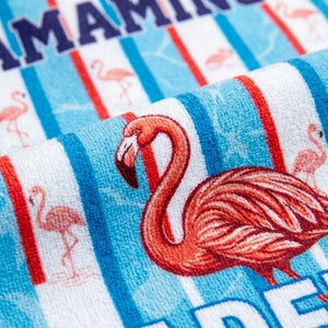 Mamamingo Beach Towel - "Leader of the Flock" Striped Summer Vacation Gift - FlamingoAholic