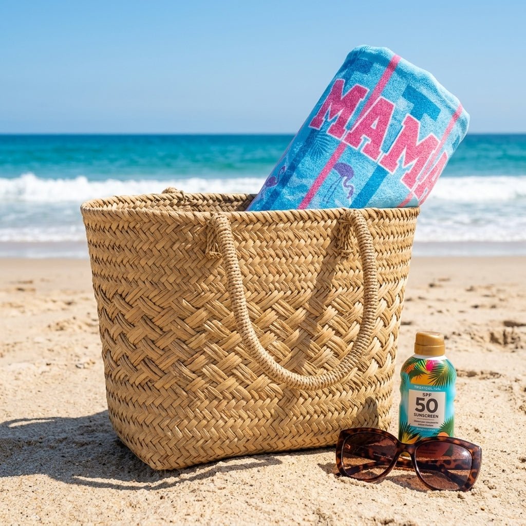 Mamamingo Beach Towel - "Leader of the Flock" Striped Summer Vacation Gift - FlamingoAholic