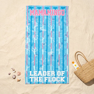 Mamamingo Beach Towel - "Leader of the Flock" Striped Summer Vacation Gift - FlamingoAholic