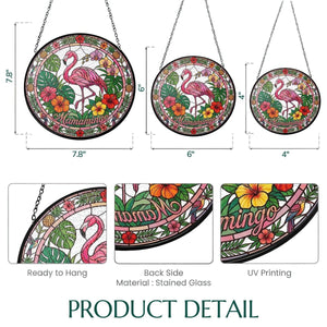 Mamamingo Flamingo Stained Glass Suncatcher – Tropical Flamingo Window Hanging Sun Catcher Decor - FlamingoAholic
