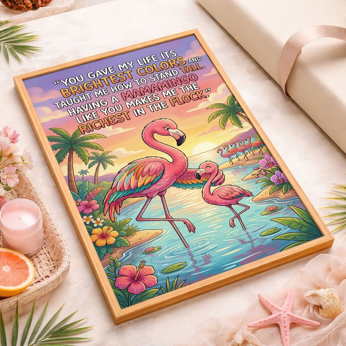 Mamamingo Love – Flamingo Mother & Baby Quote Poster - FlamingoAholic