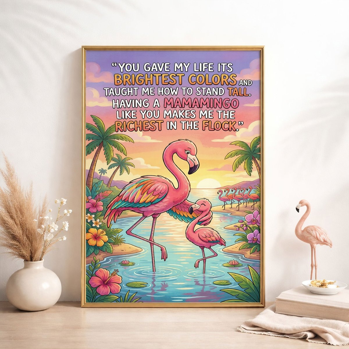 Mamamingo Love – Flamingo Mother & Baby Quote Poster - FlamingoAholic