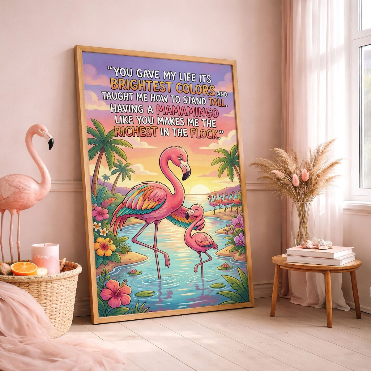 Mamamingo Love – Flamingo Mother & Baby Quote Poster - FlamingoAholic
