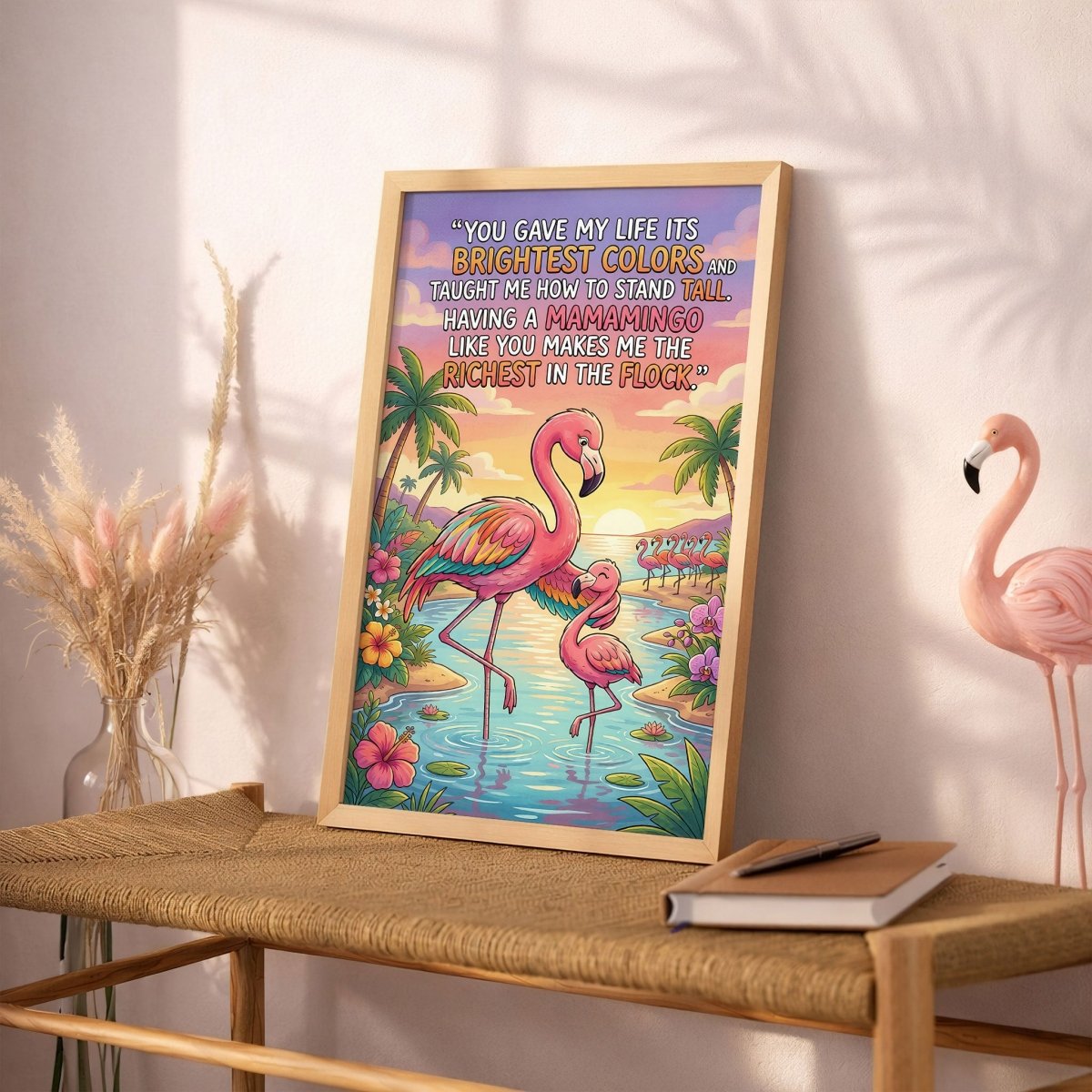 Mamamingo Love – Flamingo Mother & Baby Quote Poster - FlamingoAholic