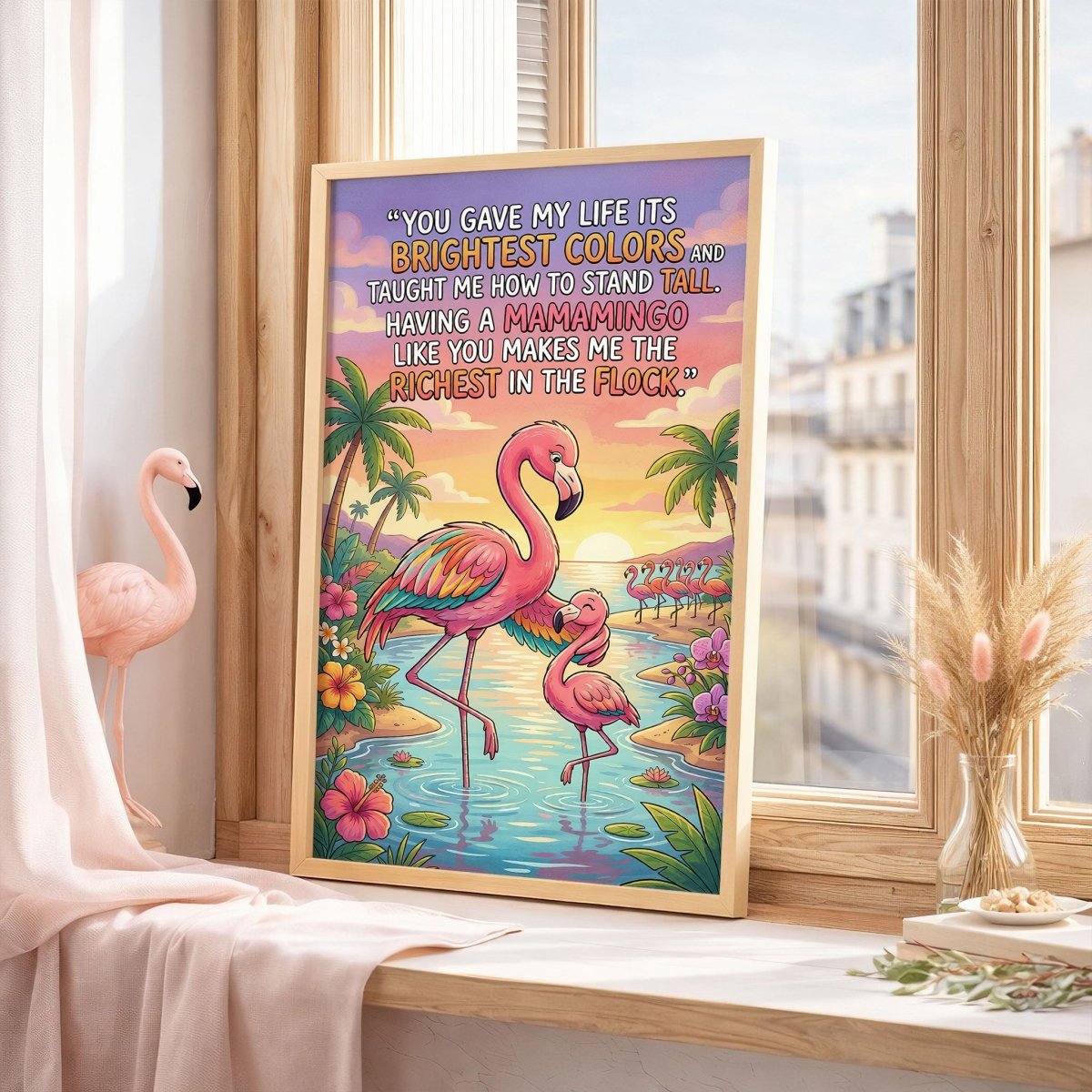 Mamamingo Love – Flamingo Mother & Baby Quote Poster - FlamingoAholic