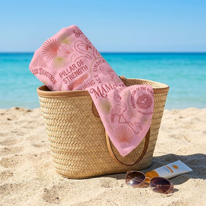 "Mamamingo" Pink Edition Beach Towel - Meaningful Mother's Day Gift & Accessory - FlamingoAholic