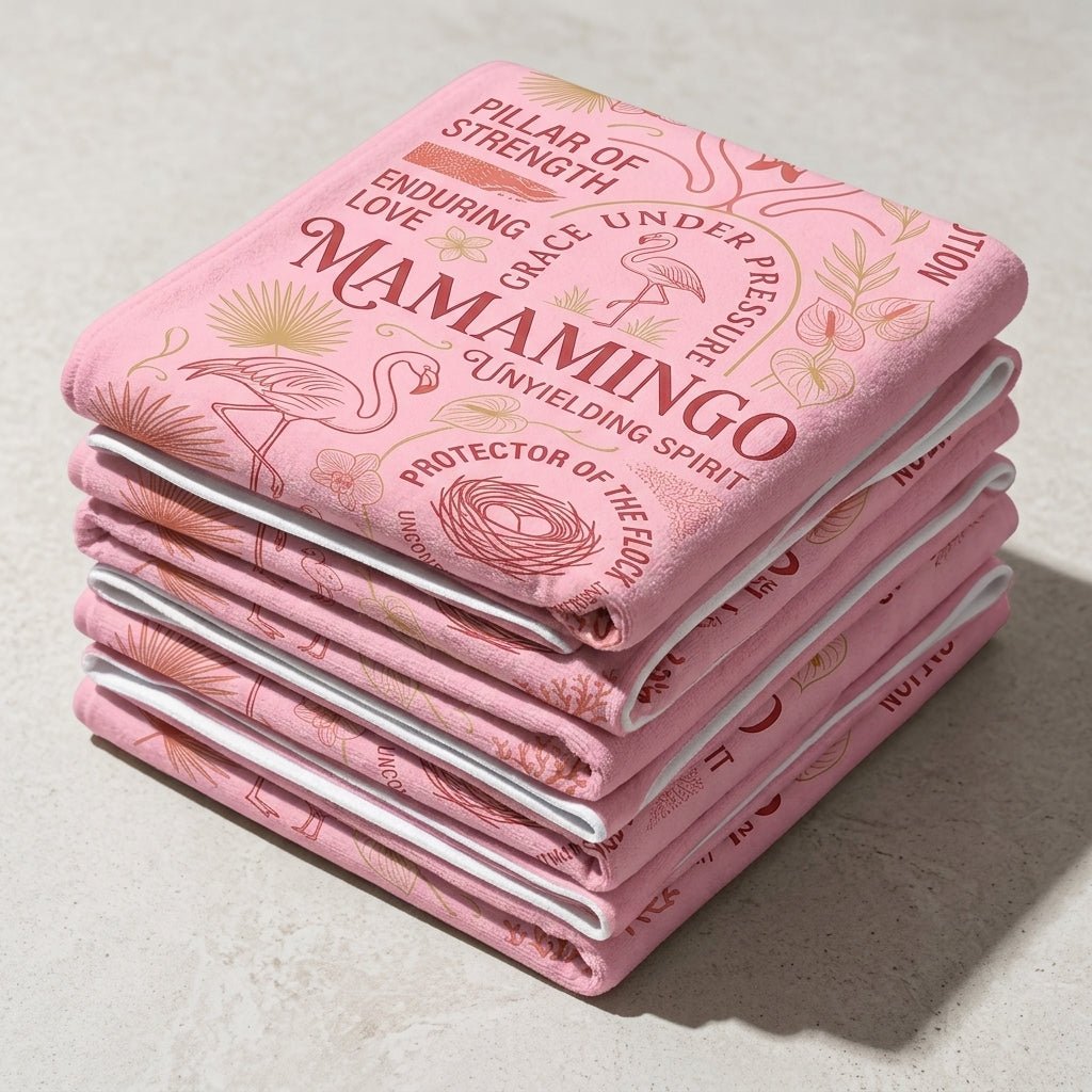 "Mamamingo" Pink Edition Beach Towel - Meaningful Mother's Day Gift & Accessory - FlamingoAholic
