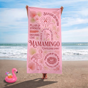 "Mamamingo" Pink Edition Beach Towel - Meaningful Mother's Day Gift & Accessory - FlamingoAholic