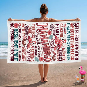 "Mamamingo" Tribute Beach Towel - Meaningful Mother's Day Gift & Summer Accessory - FlamingoAholic
