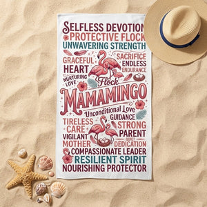 "Mamamingo" Tribute Beach Towel - Meaningful Mother's Day Gift & Summer Accessory - FlamingoAholic