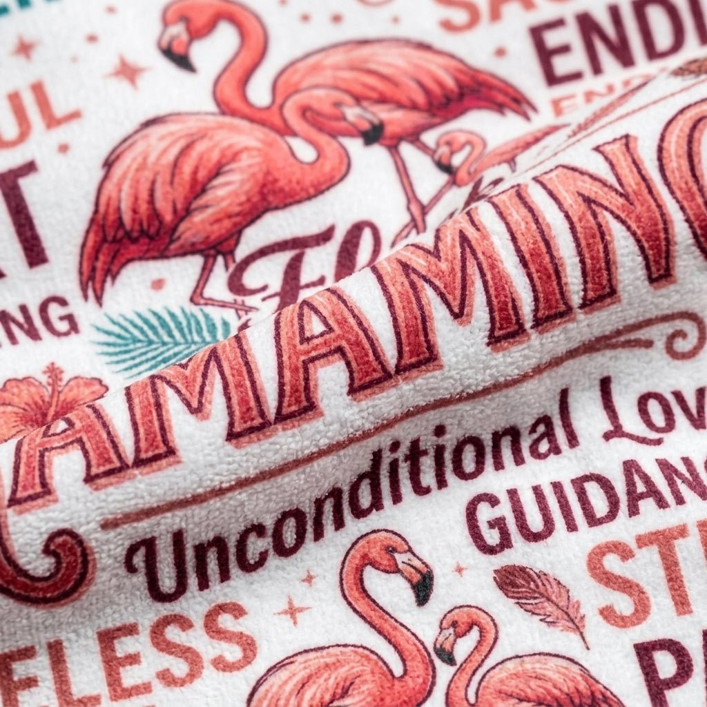 "Mamamingo" Tribute Beach Towel - Meaningful Mother's Day Gift & Summer Accessory - FlamingoAholic