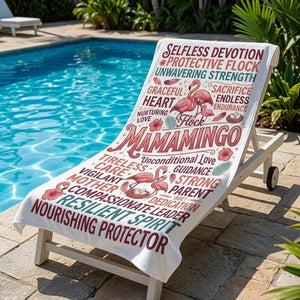 "Mamamingo" Tribute Beach Towel - Meaningful Mother's Day Gift & Summer Accessory - FlamingoAholic