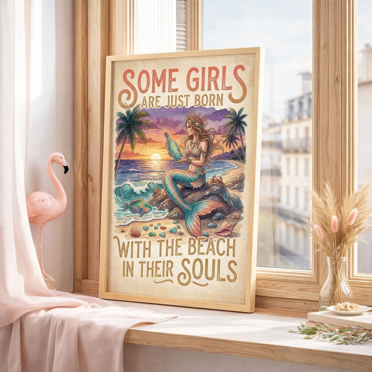 Mermaid Beach Soul Poster – Tropical Sunset Ocean Wall Art - FlamingoAholic