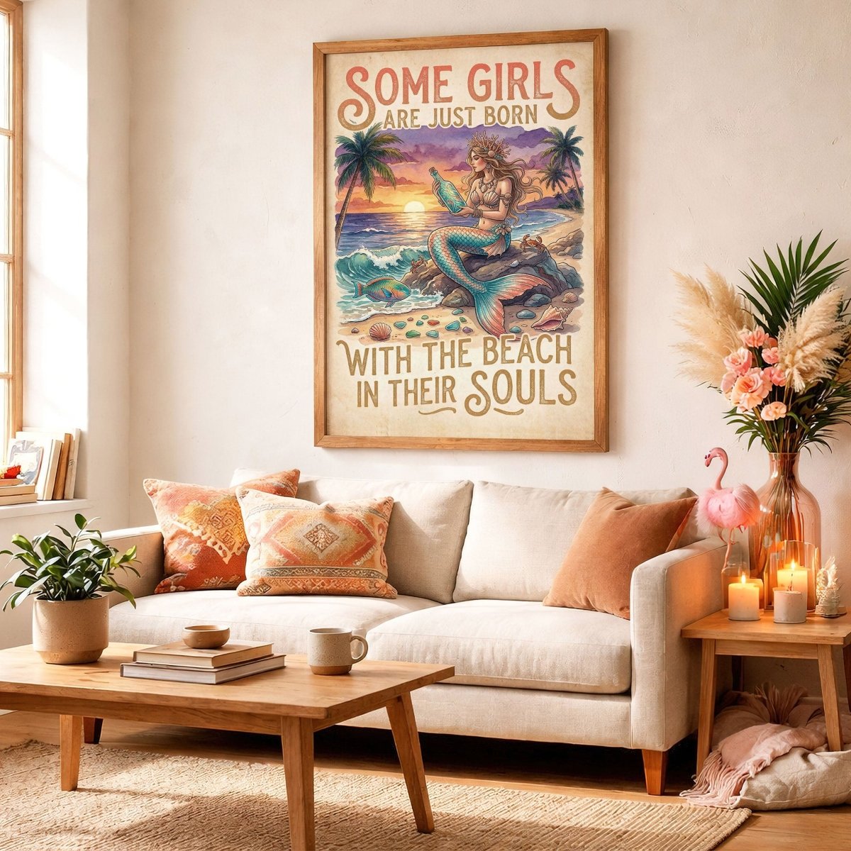 Mermaid Beach Soul Poster – Tropical Sunset Ocean Wall Art - FlamingoAholic
