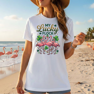 My Lucky Flock St. Patrick's Day Flamingo Shirt - Festive Group & Family Matching Tee - FlamingoAholic