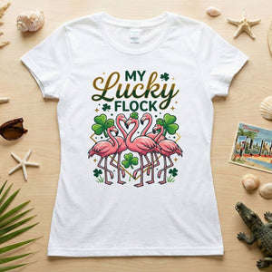 My Lucky Flock St. Patrick's Day Flamingo Shirt - Festive Group & Family Matching Tee - FlamingoAholic