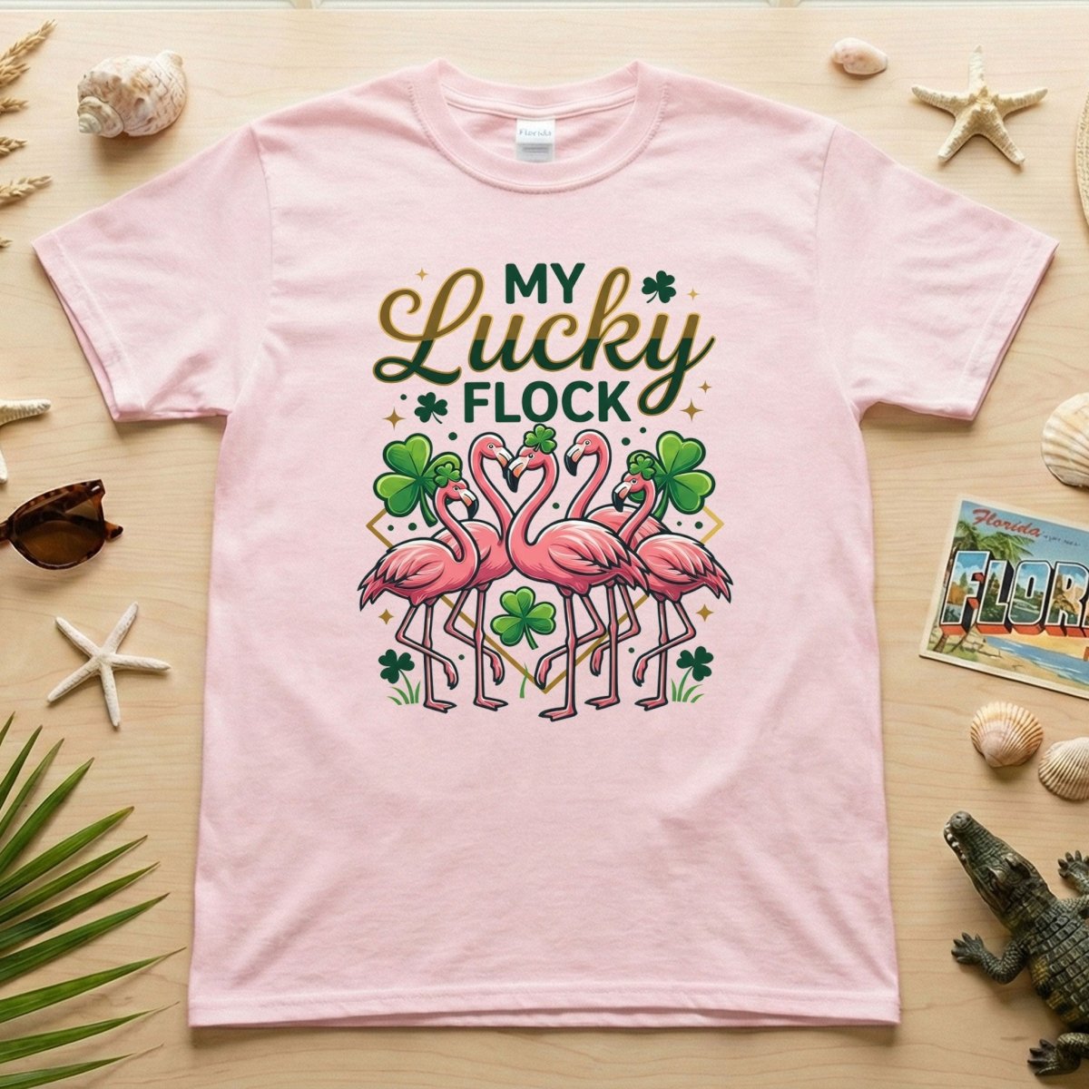 My Lucky Flock St. Patrick's Day Flamingo Shirt - Festive Group & Family Matching Tee - FlamingoAholic