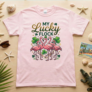 My Lucky Flock St. Patrick's Day Flamingo Shirt - Festive Group & Family Matching Tee - FlamingoAholic
