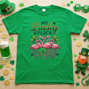 My Lucky Flock St. Patrick's Day Flamingo Shirt - Festive Group & Family Matching Tee - FlamingoAholic