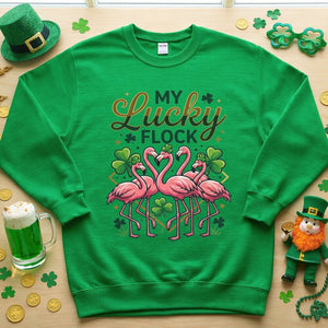 My Lucky Flock St. Patrick's Day Flamingo Shirt - Festive Group & Family Matching Tee - FlamingoAholic