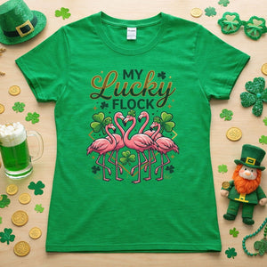 My Lucky Flock St. Patrick's Day Flamingo Shirt - Festive Group & Family Matching Tee - FlamingoAholic