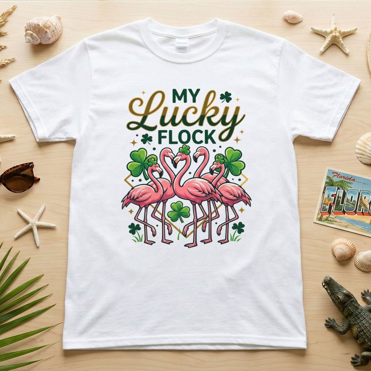 My Lucky Flock St. Patrick's Day Flamingo Shirt - Festive Group & Family Matching Tee - FlamingoAholic