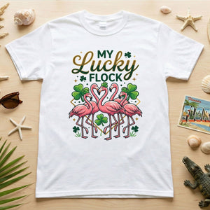 My Lucky Flock St. Patrick's Day Flamingo Shirt - Festive Group & Family Matching Tee - FlamingoAholic