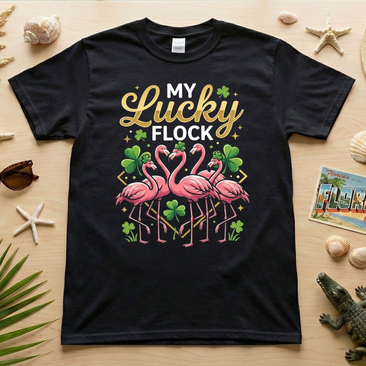 My Lucky Flock St. Patrick's Day Flamingo Shirt - Festive Group & Family Matching Tee - FlamingoAholic