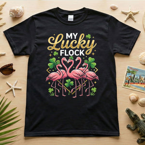 My Lucky Flock St. Patrick's Day Flamingo Shirt - Festive Group & Family Matching Tee - FlamingoAholic