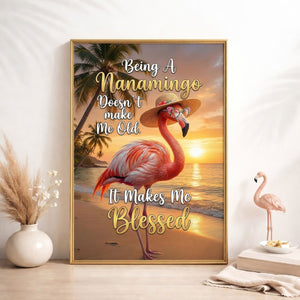 Nanamingo Blessed Flamingo Poster – Tropical Sunset Pink Wall Art - FlamingoAholic