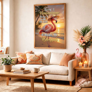 Nanamingo Blessed Flamingo Poster – Tropical Sunset Pink Wall Art - FlamingoAholic