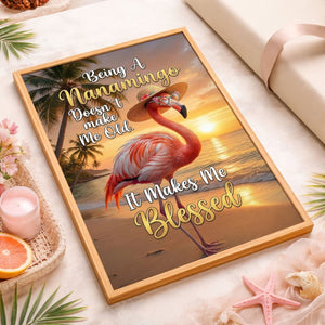 Nanamingo Blessed Flamingo Poster – Tropical Sunset Pink Wall Art - FlamingoAholic