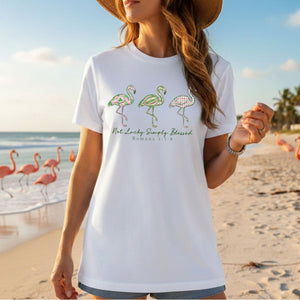 Not Lucky Simply Blessed Flamingo Shirt – Christian Faith Romans 4:7 - 8 Bible Verse Flamingo T-Shirt - FlamingoAholic