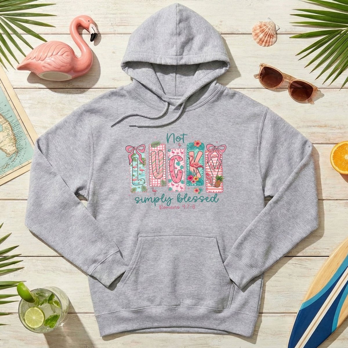 Not Lucky Simply Blessed Flamingo Shirt – Romans 4:7 - 8 Christian Faith Tropical Flamingo T-Shirt - FlamingoAholic