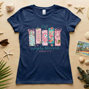 Not Lucky Simply Blessed Flamingo Shirt – Romans 4:7 - 8 Christian Faith Tropical Flamingo T-Shirt - FlamingoAholic