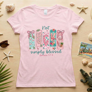 Not Lucky Simply Blessed Flamingo Shirt – Romans 4:7 - 8 Christian Faith Tropical Flamingo T-Shirt - FlamingoAholic