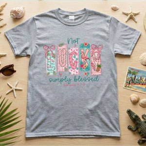 Not Lucky Simply Blessed Flamingo Shirt – Romans 4:7 - 8 Christian Faith Tropical Flamingo T-Shirt - FlamingoAholic