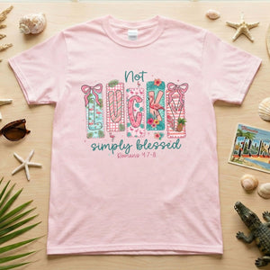 Not Lucky Simply Blessed Flamingo Shirt – Romans 4:7 - 8 Christian Faith Tropical Flamingo T-Shirt - FlamingoAholic
