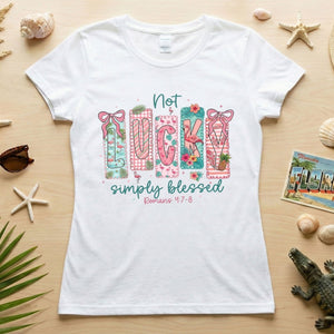 Not Lucky Simply Blessed Flamingo Shirt – Romans 4:7 - 8 Christian Faith Tropical Flamingo T-Shirt - FlamingoAholic